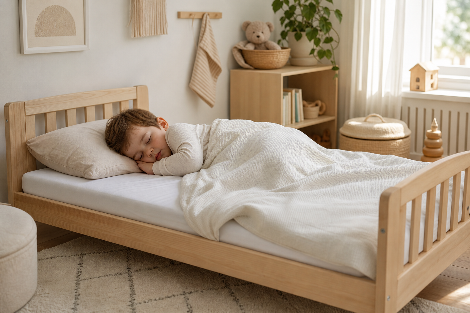 Laps turvaliselt voodis